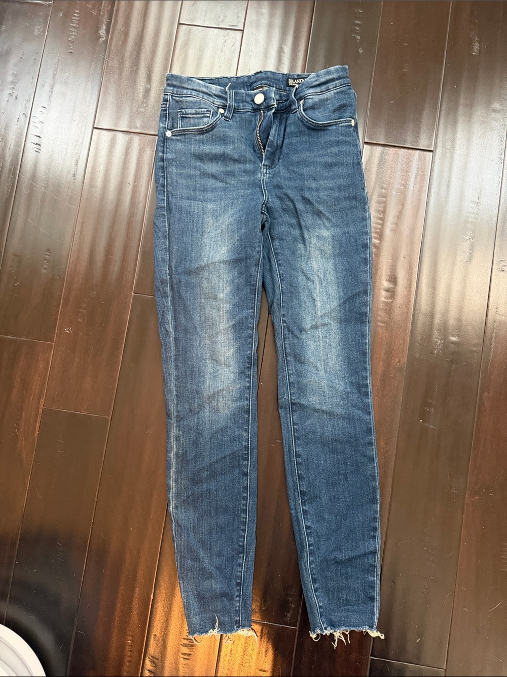 Blank NYC Medium Blue Frayed Hem Women's Skinny Jeans